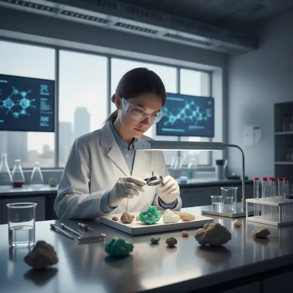 Scientist analyzing raw materials